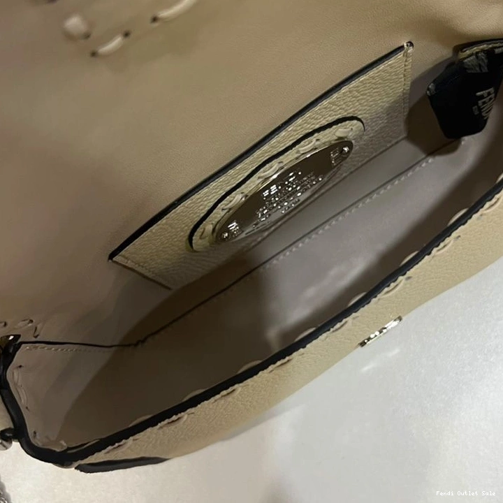 Cheap Mini In Baguette Selleria Leather Fendi Romano Cuoio Beige Bag 0815